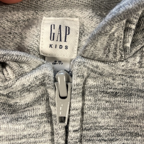 Gap grey heathered zip up hooded sweater sz Small 6-7 - Picture 3 of 6